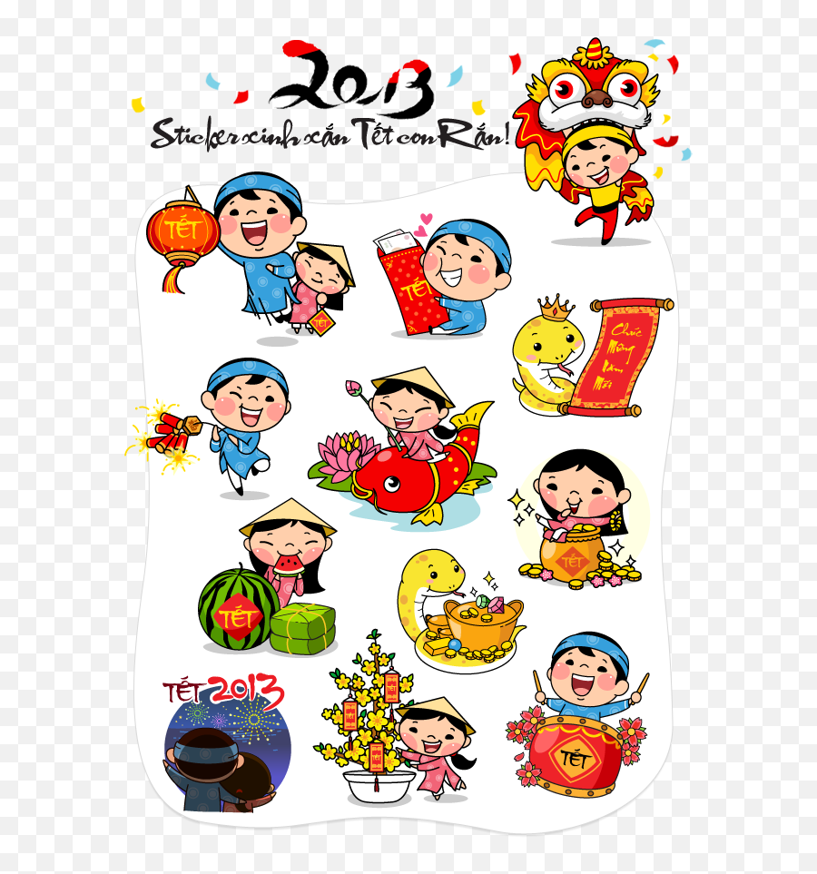 Kakaotalk Releases Vietnamese New Year Stickers - Tech In Asia Tet Holiday Cartoon Emoji,Kakao Talk Emoticon