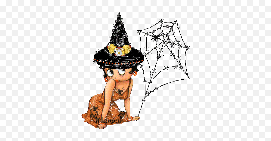 Photo Header Betty Boop Halloween Spider Web222 Witches - Betty Boop Halloween Gif Animé Emoji,Witch Emoticon Gifs