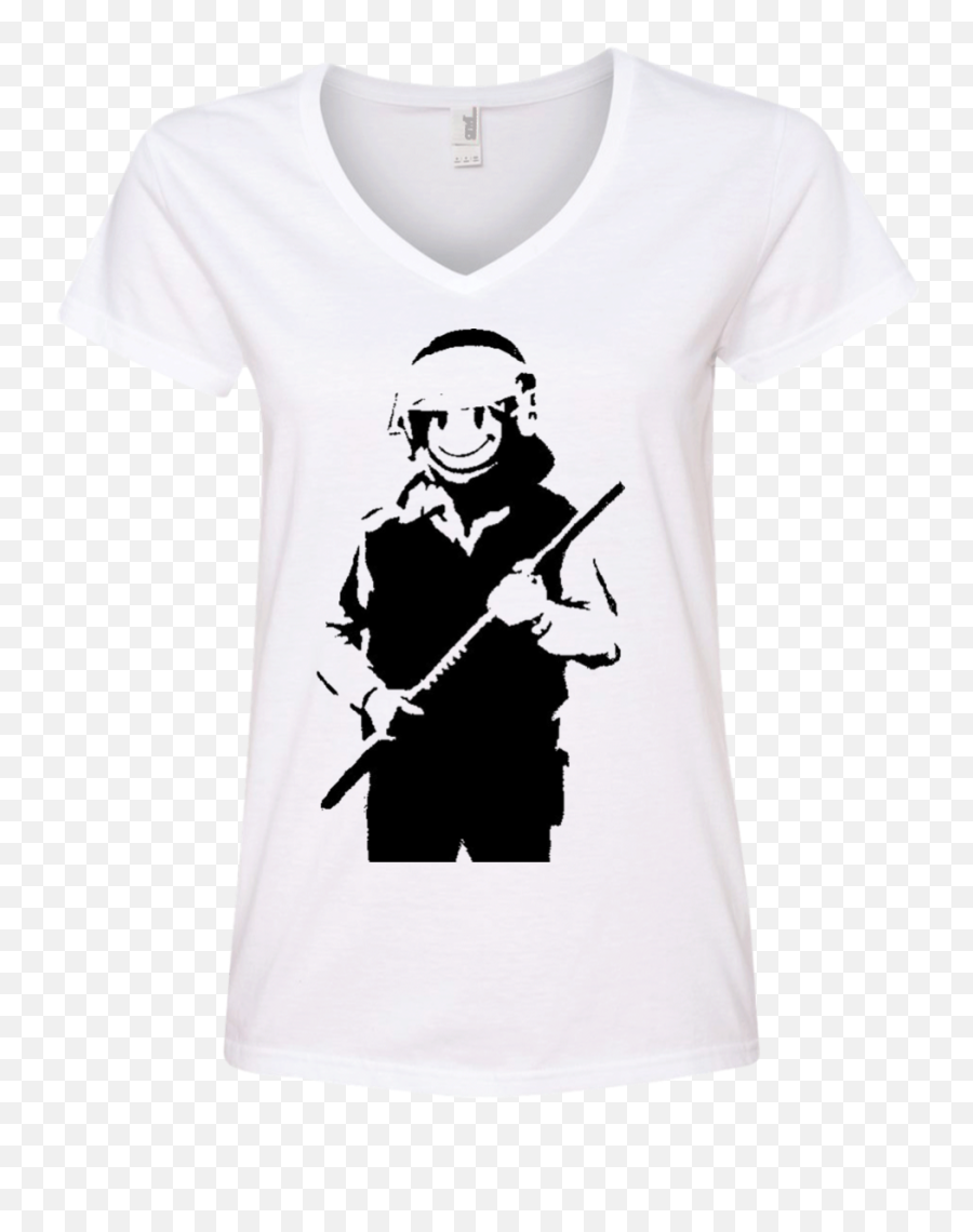 Riot Police Smiling Protest Ladiesu0027 V - Neck Tshirt U2013 Wind Vandy Star Wars Characters Emoji,Dabbin Emoji