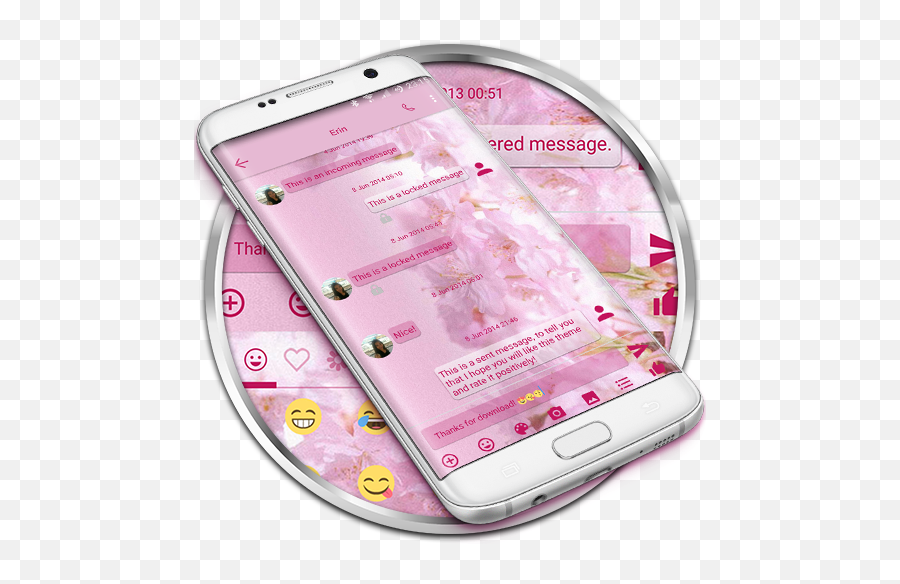 Sms Messages Love Sakura Theme Android - Girly Emoji,Linestore Hello Kitty Emoticon