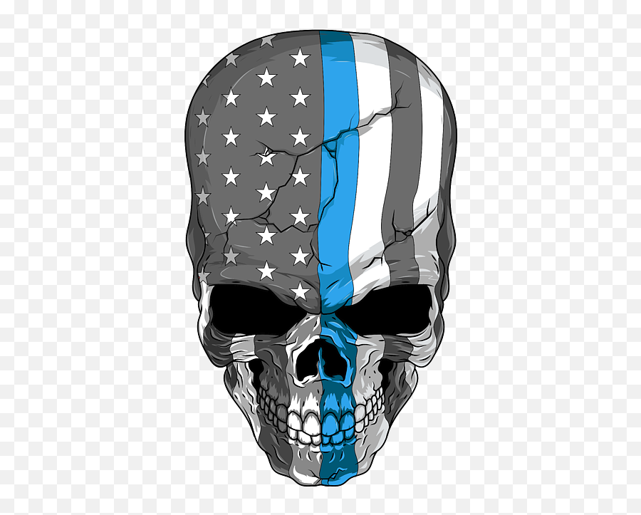 Police Supporter Thin Blue Line Skull - Police Emoji,Emotions Of A Skull
