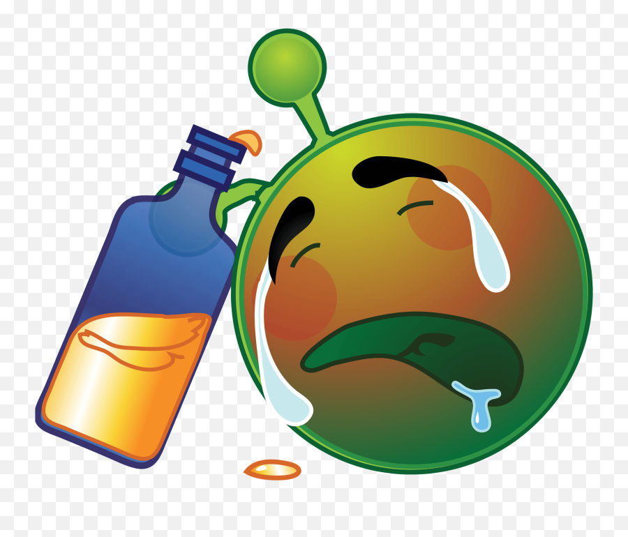 Smiley Green Alien Drunk Sad Clipart - Alien Drunk Cartoon Emoji,Emoji 2 Drunk