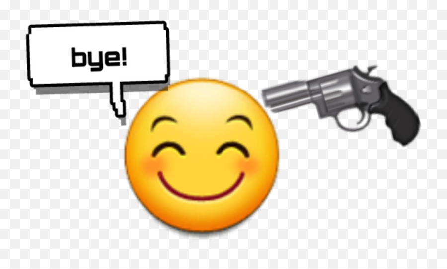 Bye Text Emoji Pistol Gun Sticker - Happy,Bye Emoji