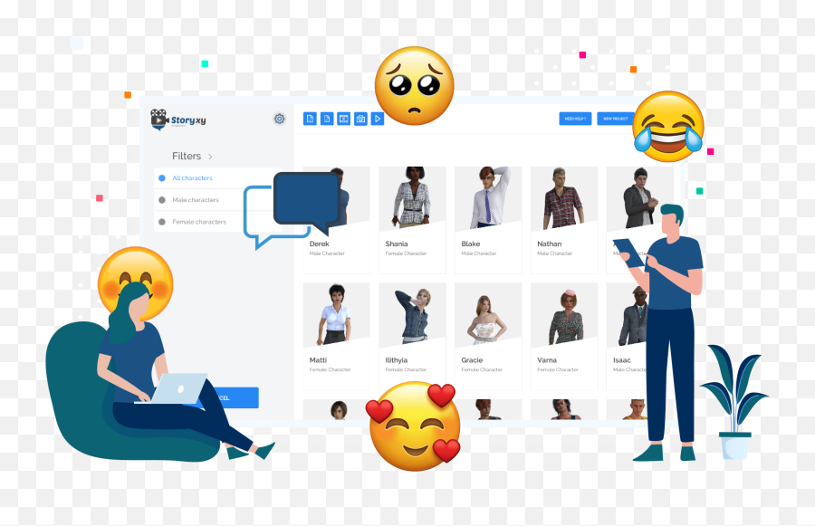 Storyxy - Sharing Emoji,Emotion Movie Characters