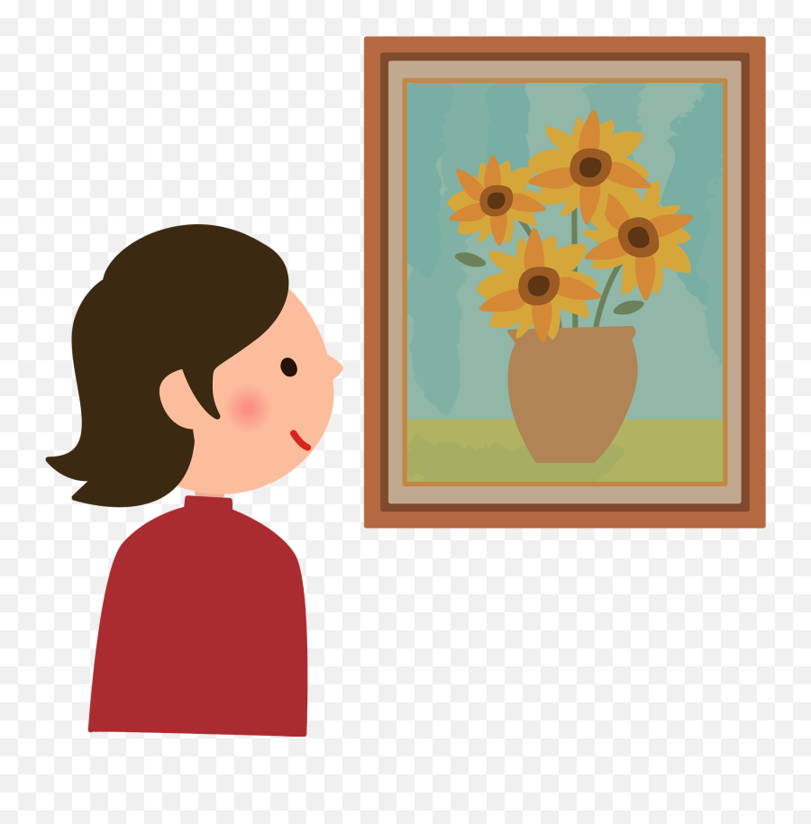 Woman Is Appreciating The Painting Clipart Free Download - Painting Emoji,Emoji Paintings