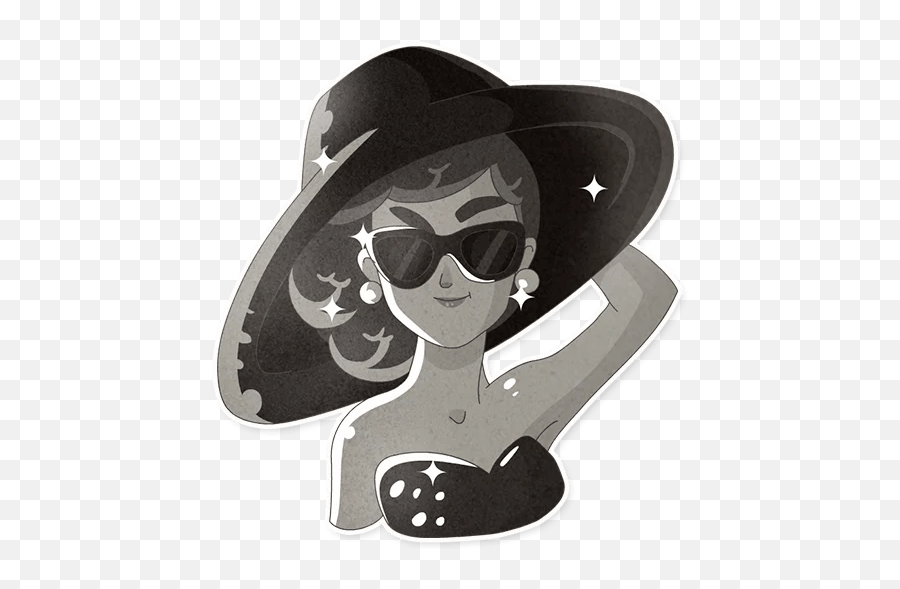Audrey Glamour Stickers - Live Wa Stickers Emoji,Sunglasses Emoji With Cowboy Hat
