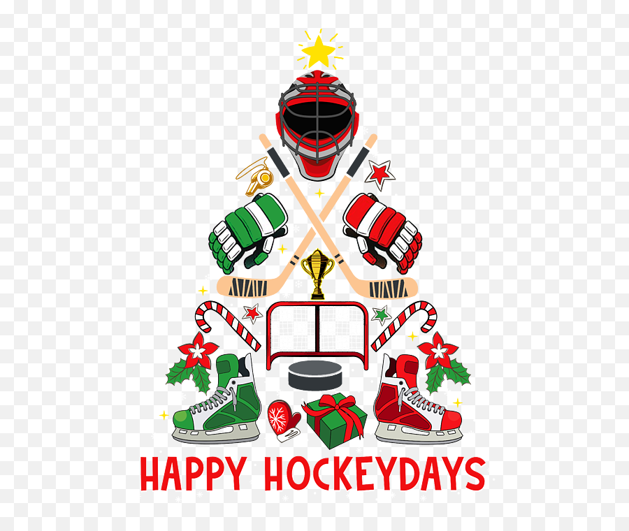 Happy Hockeydays Ice Hockey Christmas Tree Xmas Holiday Emoji,Christmas Tree Emoji Html