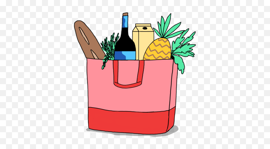 Bag Food Wine Groceries Sticker By Amanda - Horizontal Emoji,Groceries Emoji