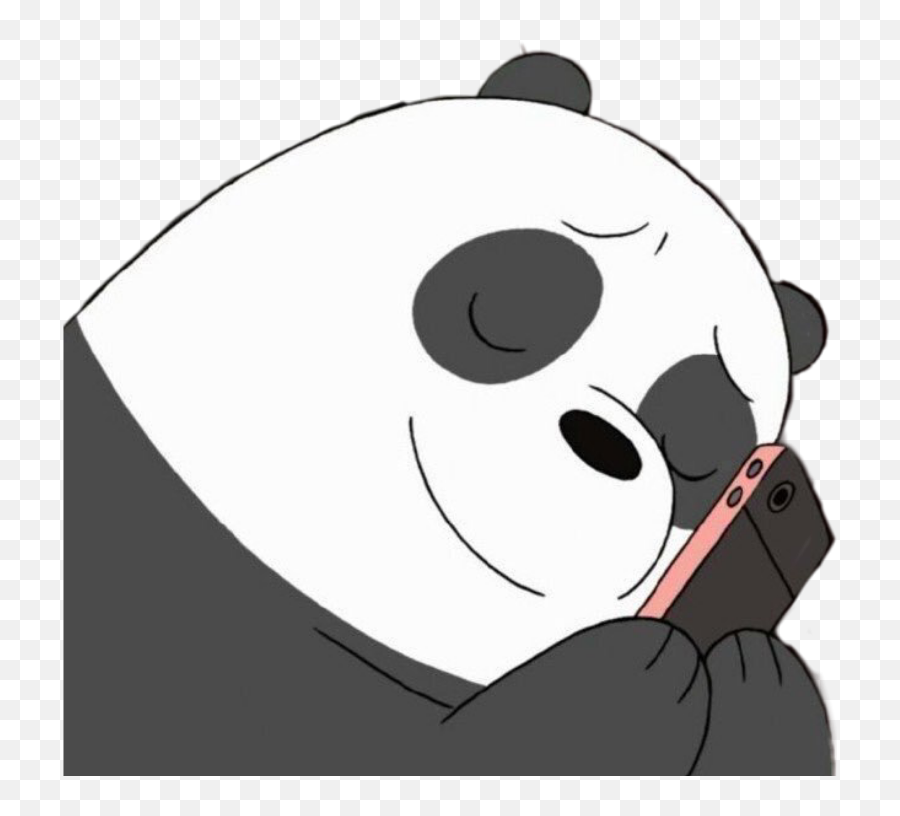 Cute We Bare Bears Panda Transparent - We Bare Bears With Phone Emoji,We Bare Bears Emoji