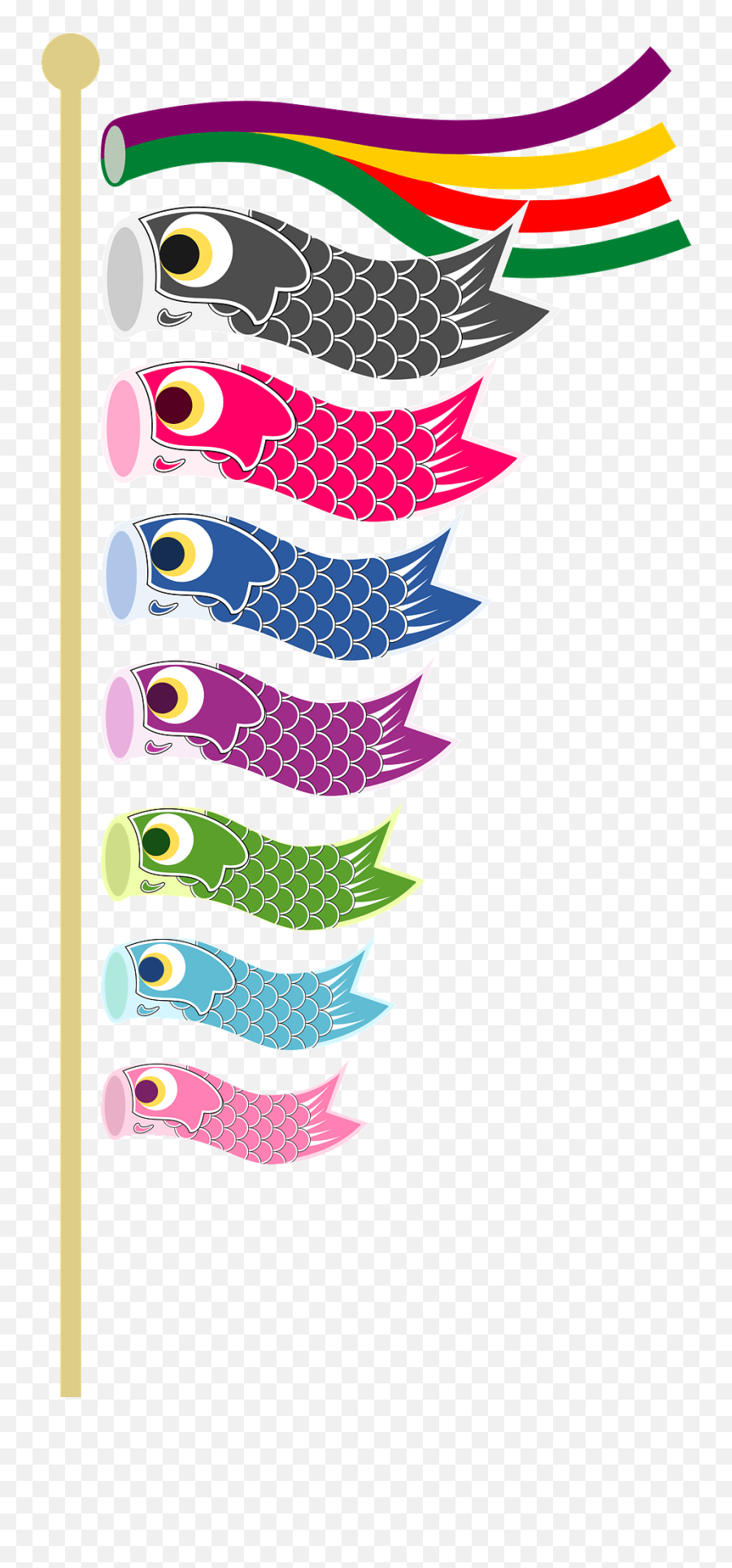 Carp Flags With Pole Clipart - Koinobori Png Emoji,Japanese Flag 7 Knife Emoji