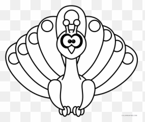 Peacock Outline Coloring Pages Peacock Feather Border Free - Simple Peacock Clip Art Emoji,Peacock Emoji