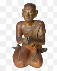 Polychrome Hand Carved Sculpture - Artifact Emoji,Emotion Monk Statue