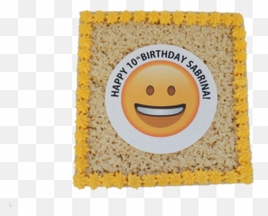 Rice Krispy Emoji Birthday Cake - Happy,Emoji Birthday Party Favors