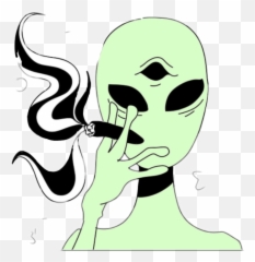 Skull Png Tumblr - Alien Green Tumblr Sticker By Aurora Smoking A Blunt Drawing Emoji,Alien Emoji Wallpaper