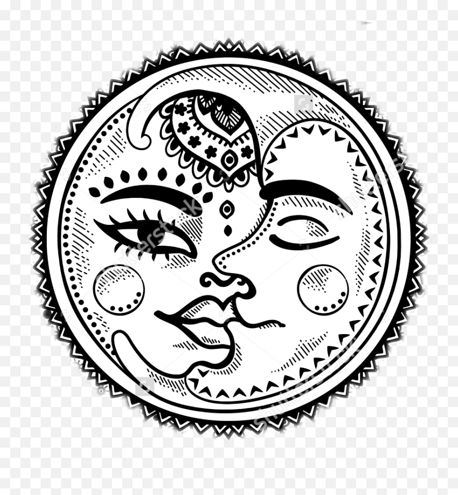 Sun Moon Sunmoon Gypsy Symbols Sticker - Shutterstock Solar Eclipse In Mandala Art Emoji,Gypsy Emoji