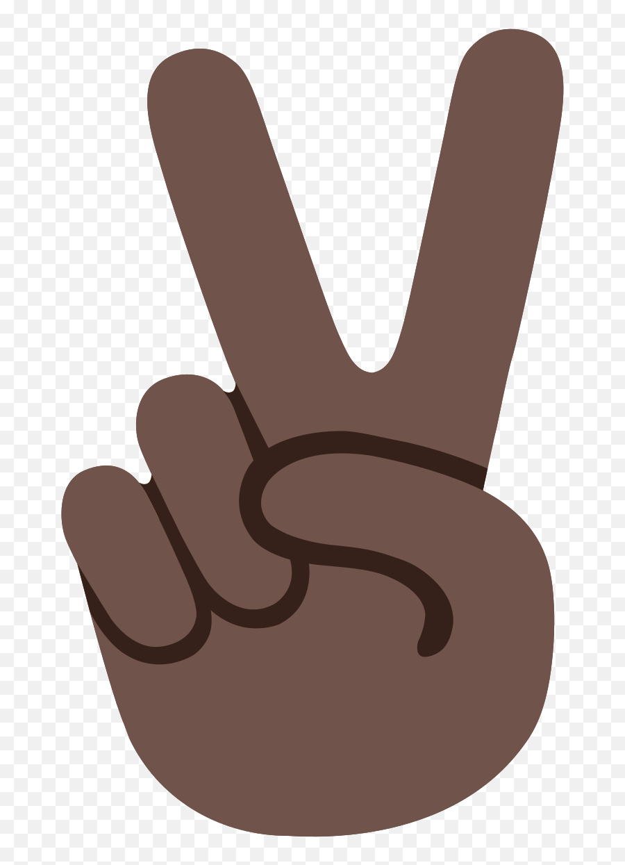Victory Hand Dark Skin Tone Emoji - Emoji Peace Sign Png,:v Emoji