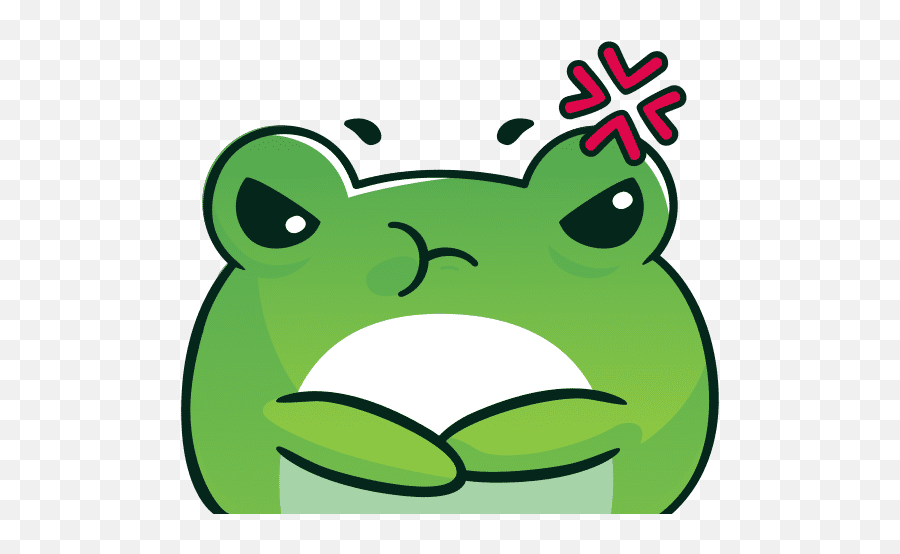 Kawaii Chibi Green Angry Pouting Frog With Crossed Arms - Happy Emoji,Emoticon 