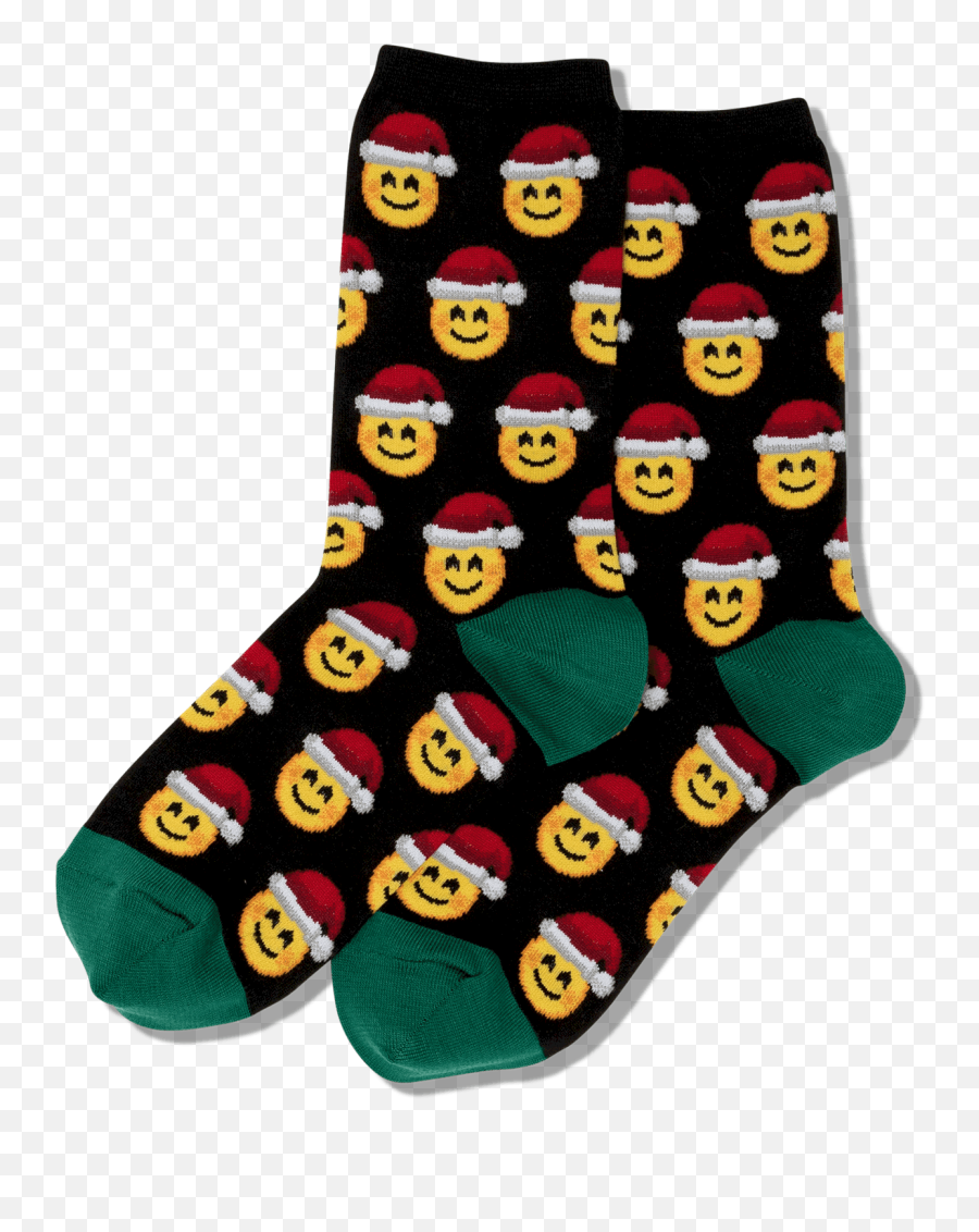 Womens Santa Smile Emoji Socks - Christmas Emoji Socks,Mistletoe Emoji