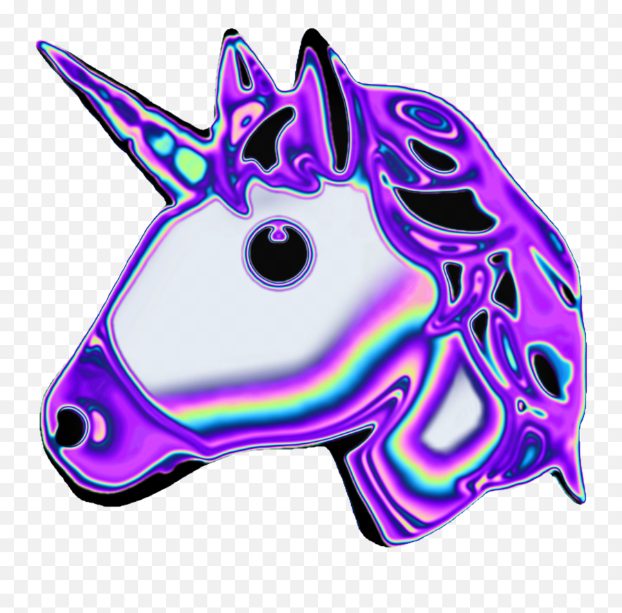Purple Unicorn Emoji Holographic - Purple Unicorn Clear Background,Unicorn Holographic Emojis