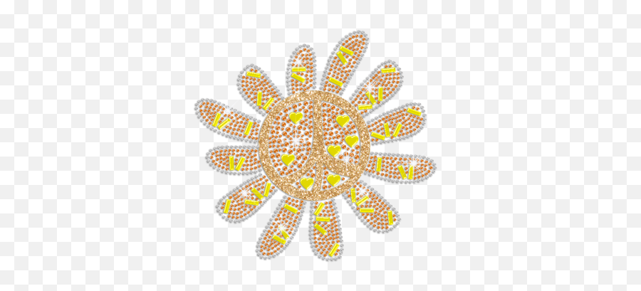 Cute Sunflower Peace Sign Hotfix Rhinestone Transfer Design - Decorative Emoji,Sunflowers Emotion