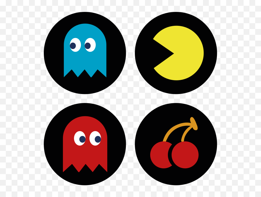 Pac Man Game Set Geeky Coasters - Dot Emoji,How To Make Pacman Emoticon On Fb