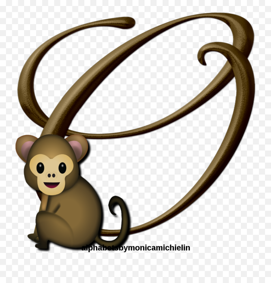 Monica Michielin Alphabets Brown Monkey Emoticon Emoji - Monkey And Love Emoji,Torre Eiffel Emoticon