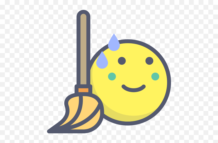 Broom - Happy Emoji,Sweeping Broom Emoticon