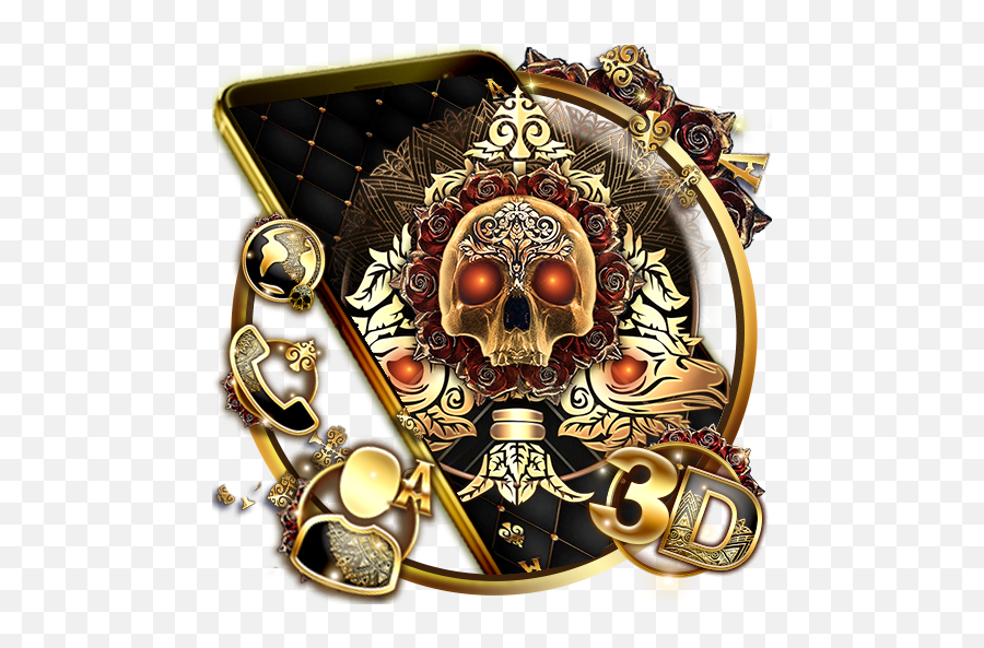 3d Royal Golden Skull Gravity Theme Apk Descargar Para Emoji,Emojis De Calaveras