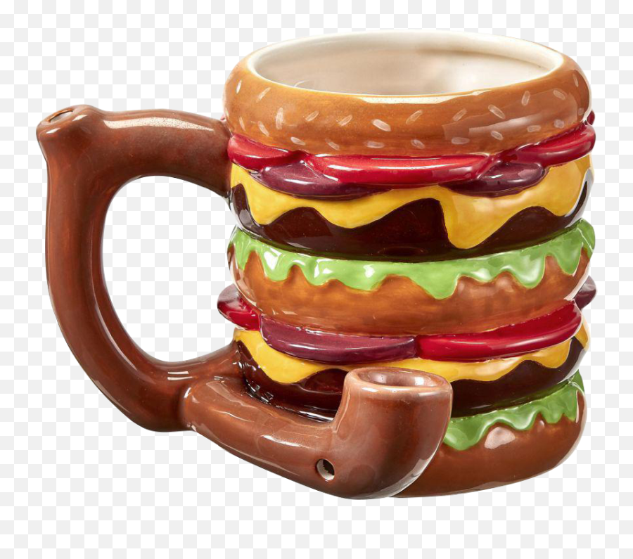 Double Cheeseburger Ceramic Pipe Mug Dry Pipes Emoji,Wake And Bake Emoji