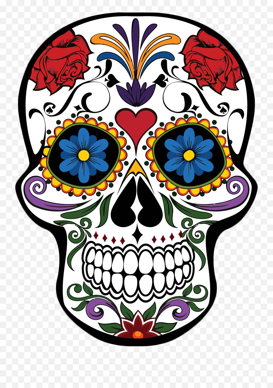 Floral Decorated Skull Transparent Png - Stickpng Day Of The Dead Skulls Png Emoji,Skull Bones Emoji