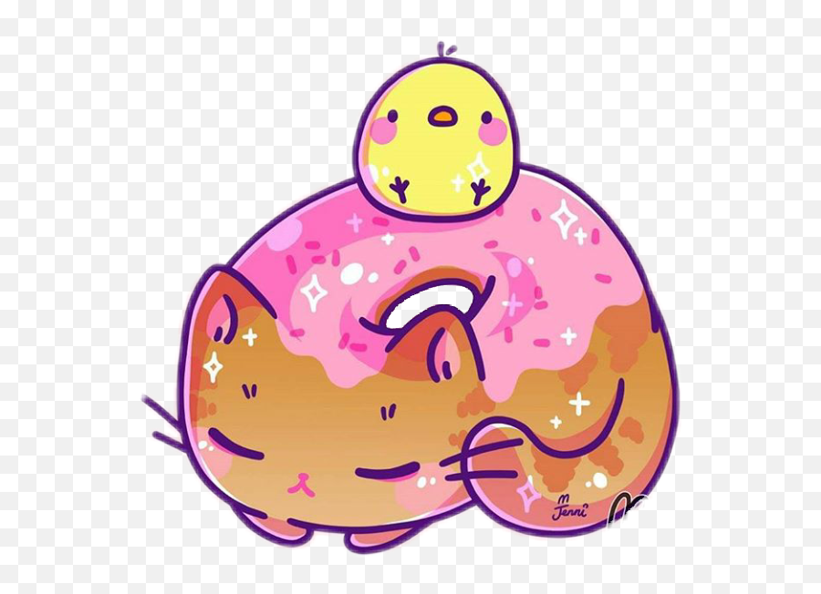 Kawaii Cute Kitty Pink Chiken Cat Kitten Donuts - Happy Emoji,Free Kitten Emojis Anime