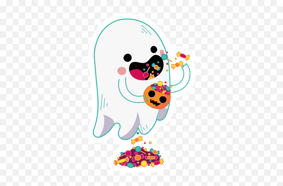 Cute Ghost With Candy - Cute Ghost Emoji,Lalafell Pretty Please Emoticon