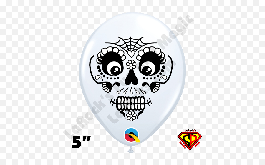 5 Inch Round Sugar Skull White By Holly George Balloon Qualatex 100ct Emoji,Emojis Accesories