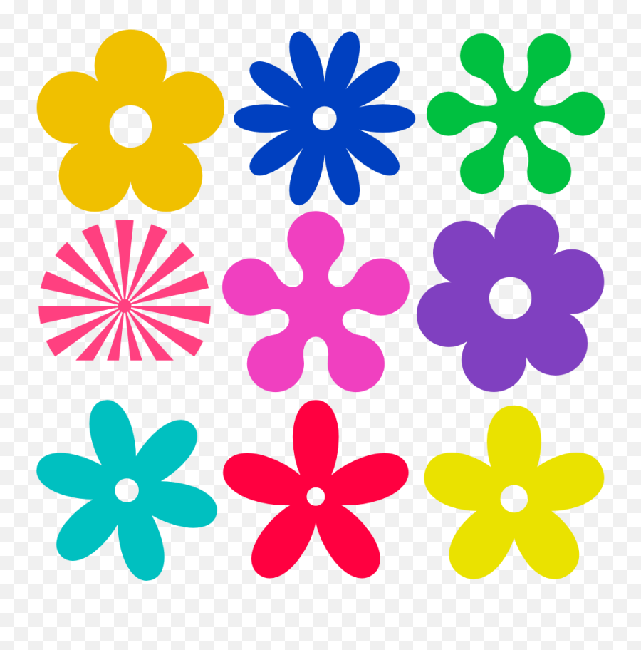 Groovy Flowers Clip Art - Retro Flower Clipart Emoji,Groovy Emoji