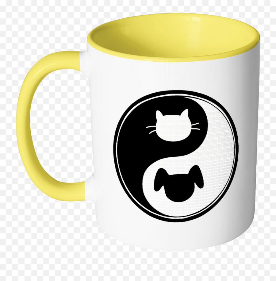 Yin Yang Color Accent Coffee Mug Choice - Yin Yang Dog And Cat Symbol Emoji,Tumblr Yin Yang Emoticon