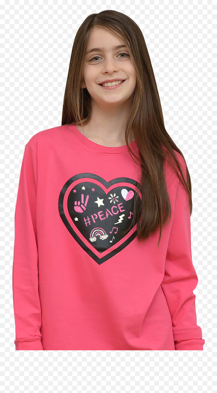 Hot Pink Long Sleeve Heart Kit W2 Markers Youth Emoji,Little Girl Emoji Shirt