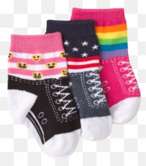 Infantu0027s Rainbow Stripe Shoe Three Pair Crew Socks Emoji,Emojis For Knitters