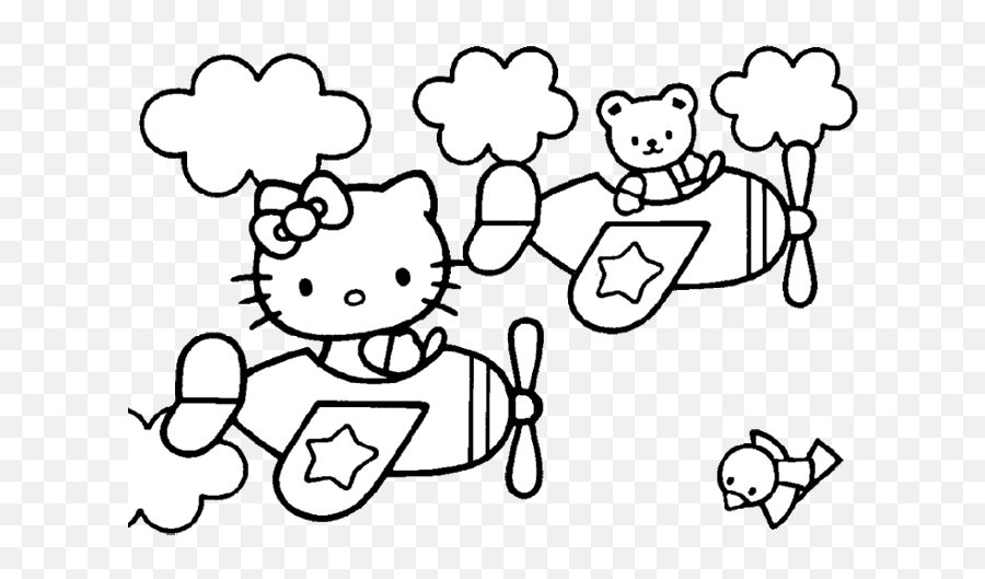 Avion Dibujo Png - Hello Kitty En Avión Hello Kitty Happy Birthday Hello Kitty Color Emoji,Emoji Avion