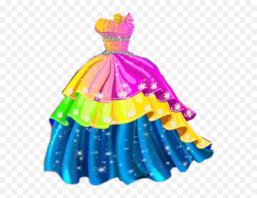 Dress Rainbow Daisies With Bow Sticker - Floor Length Emoji,Rainbow Emoji Dress