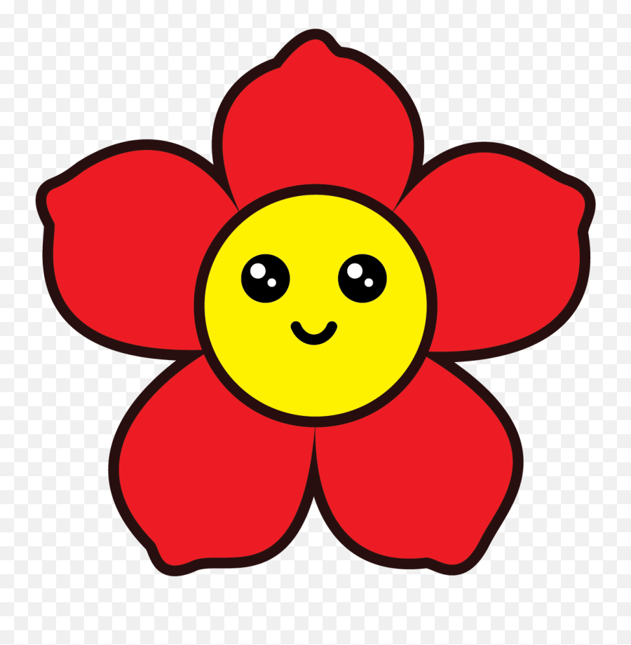 Kawaii Flower Illustration - 017 Happy Emoji,Flower Emoji Pillow