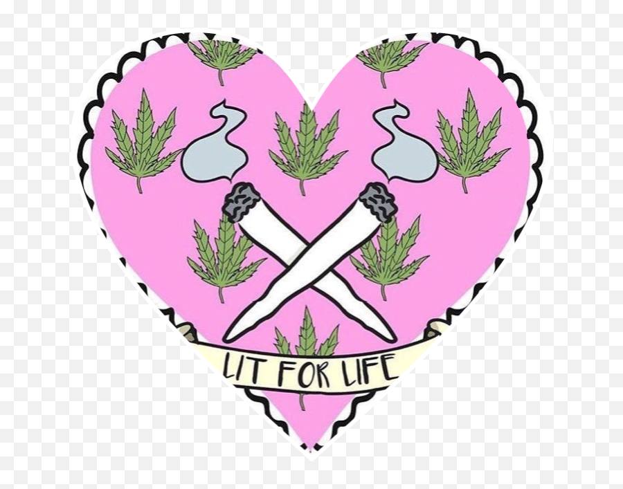 Heart Lit Ganja Smoke Freetoedit - Aesthetic Pink Weed Leaf Emoji,Smoking A Joint Emoji