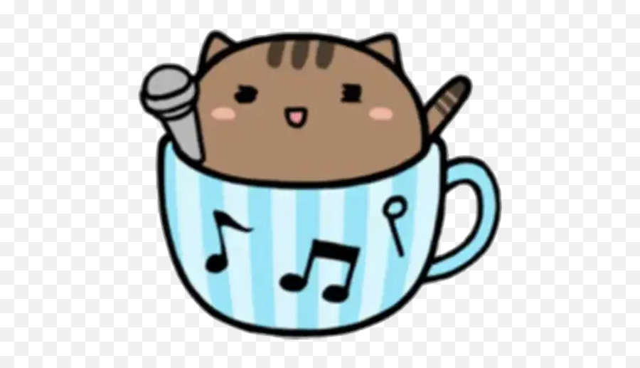 Cat In A Cup Stickers For Whatsapp - Cafe Nyan Line Sticker Emoji,Frog And Cup Emoji