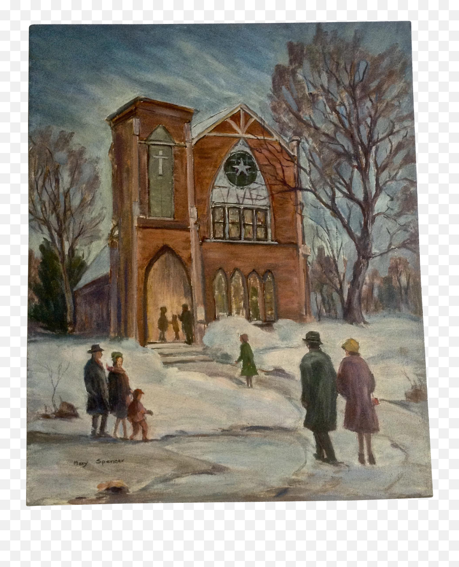 Mary Spencer Oil Painting Figural People Going To Church On - People Going To Church Painting Emoji,Korean Art Emotions Paint