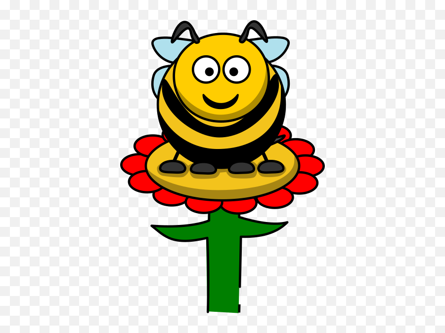 Cartoon Bee On A Flower Clip Art At Clkercom - Vector Clip Cartoon Animal Bee Clipart Emoji,Bee Emoticon Andorid