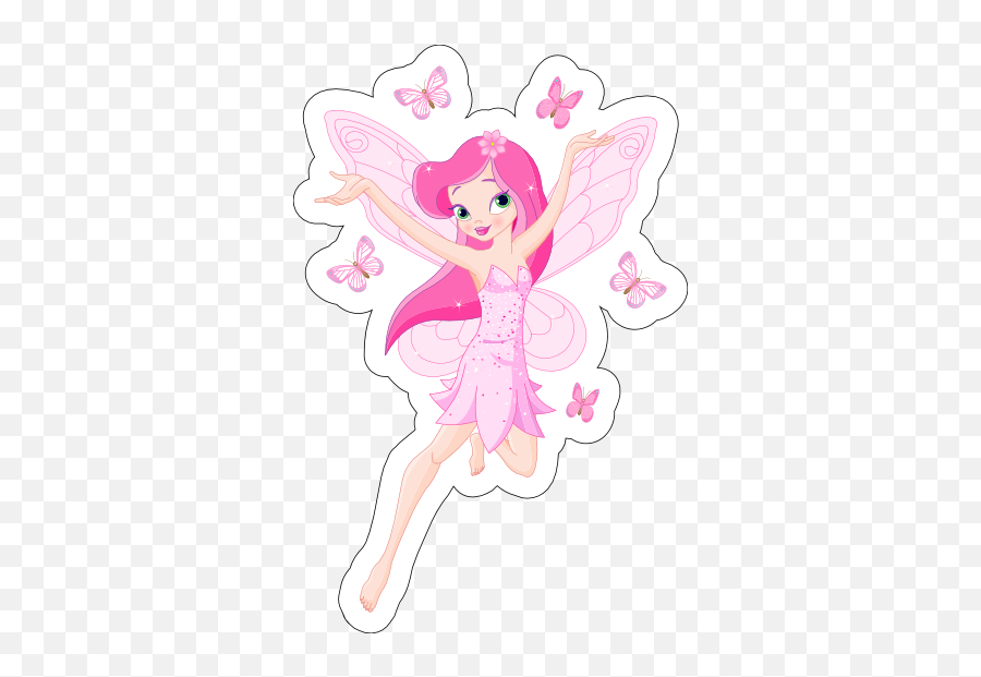 Pretty Pink Fairy With Butterflies - Cute Fairy Pictures For Kids Emoji,Cute Fairy Emoji