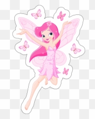 Pretty Pink Fairy With Butterflies - Cute Fairy Pictures For Kids Emoji,Cute Fairy Emoji