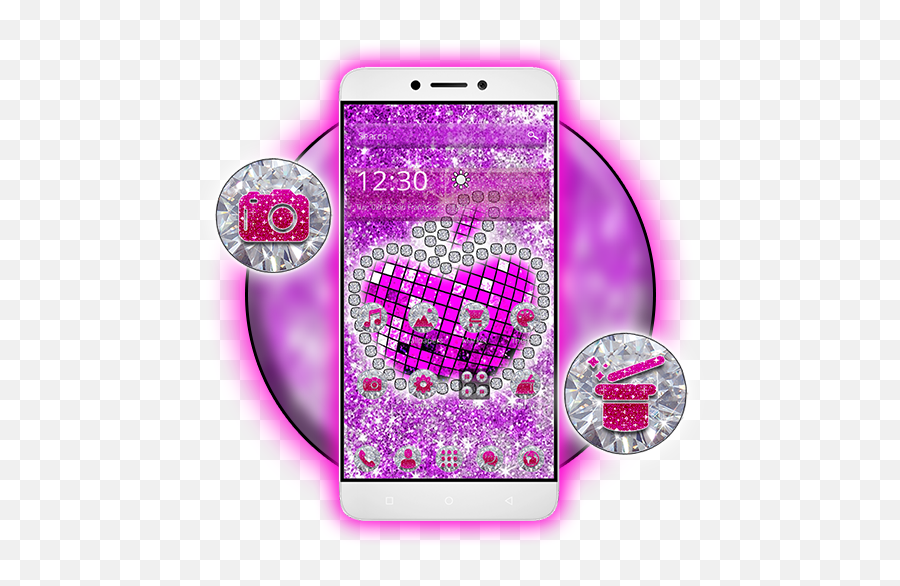 Glitter Pink Apple Launcher Theme - Smartphone Emoji,Pink Glitter Iphone Emojis