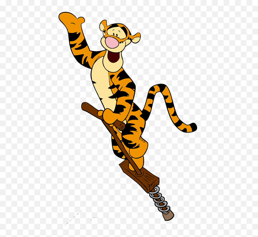 Tigger On A Pogo Stick Clipart - Winnie The Pooh Tigger Jumping Stick Emoji,Tigger Emoji