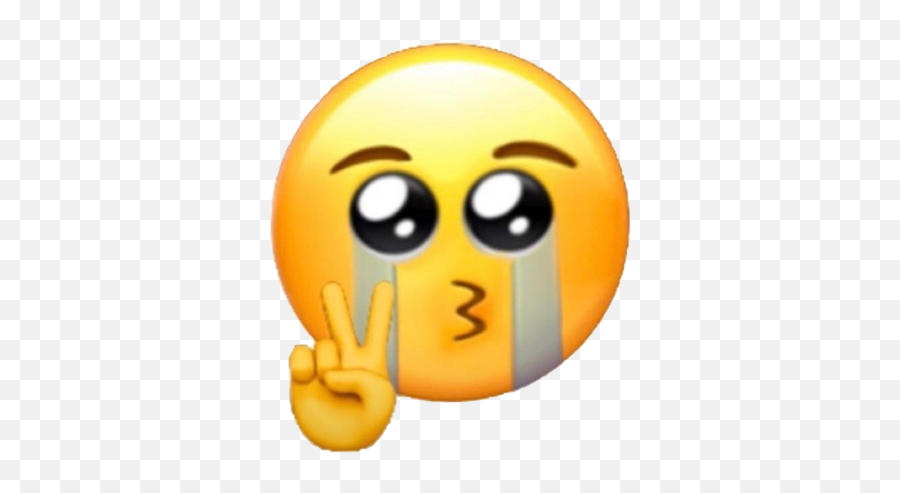 Relatable Breakdown Tiktok Emoji - Cry Peace Sign Emoji,Relatable Emoji
