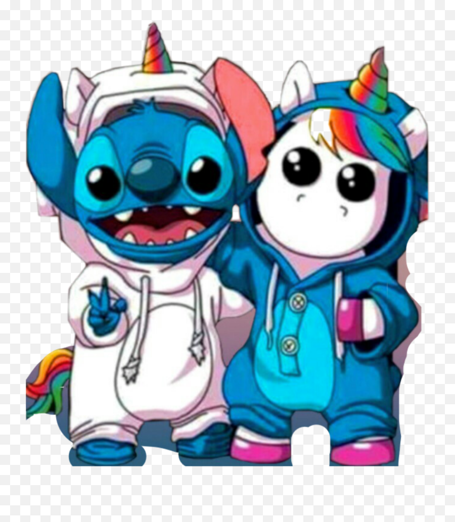 Licorne Stitch Pyjama Sticker - Stitch And Unicorn Emoji,Emoji Pyjama